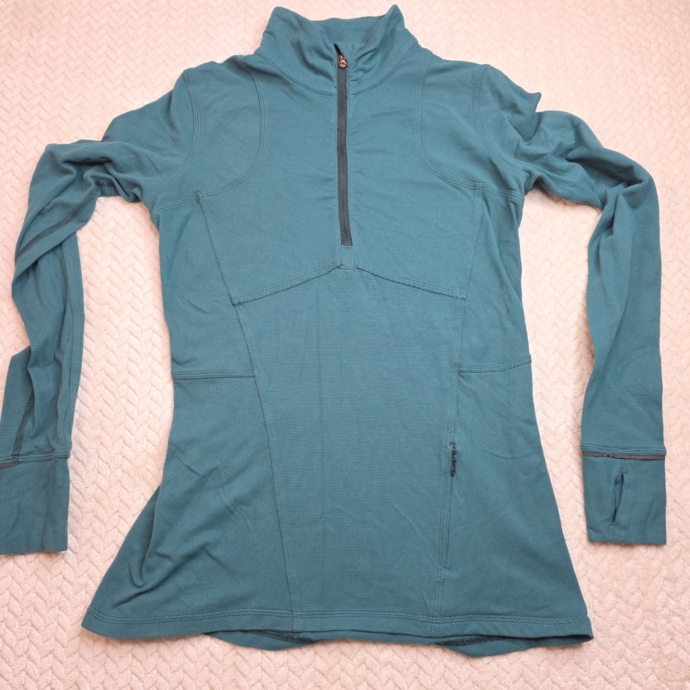 Lululemon Fitted 1/4 Zip Long Sleeve Jacket Women's Running Dark Green Size 8